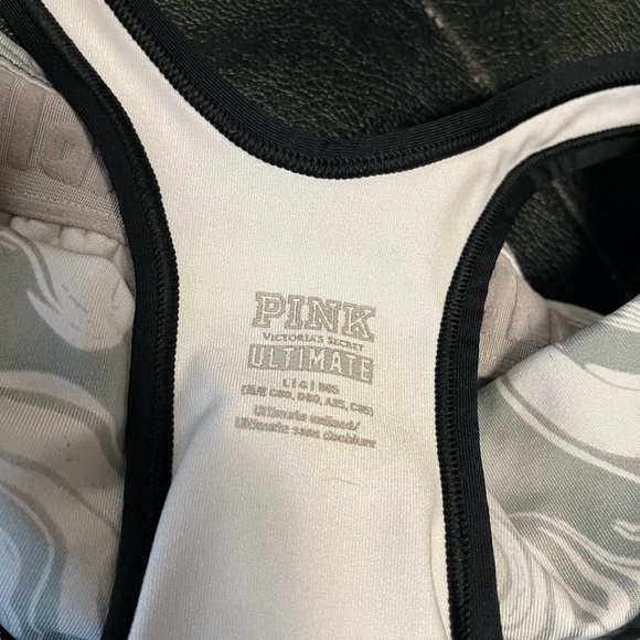 VICTORIA'S SECRET PINK Ultimate Gray Black Racerback Wireless Sports Bra Gym  L - Picture 16 of 16